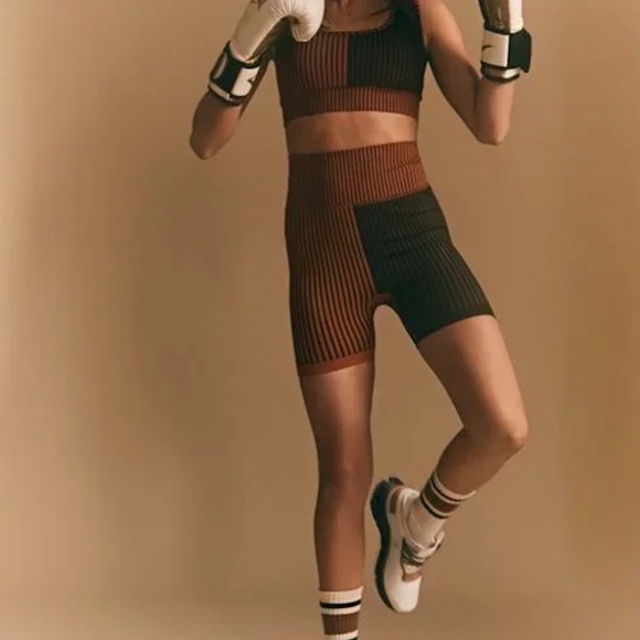 NWOT FP Movement Stripe Mixing Short / Black + Myrrh Combo M/L - Picture 8 of 11